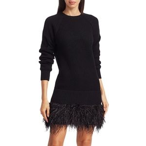 Michael Kors Collection Black Feather Hem Dress